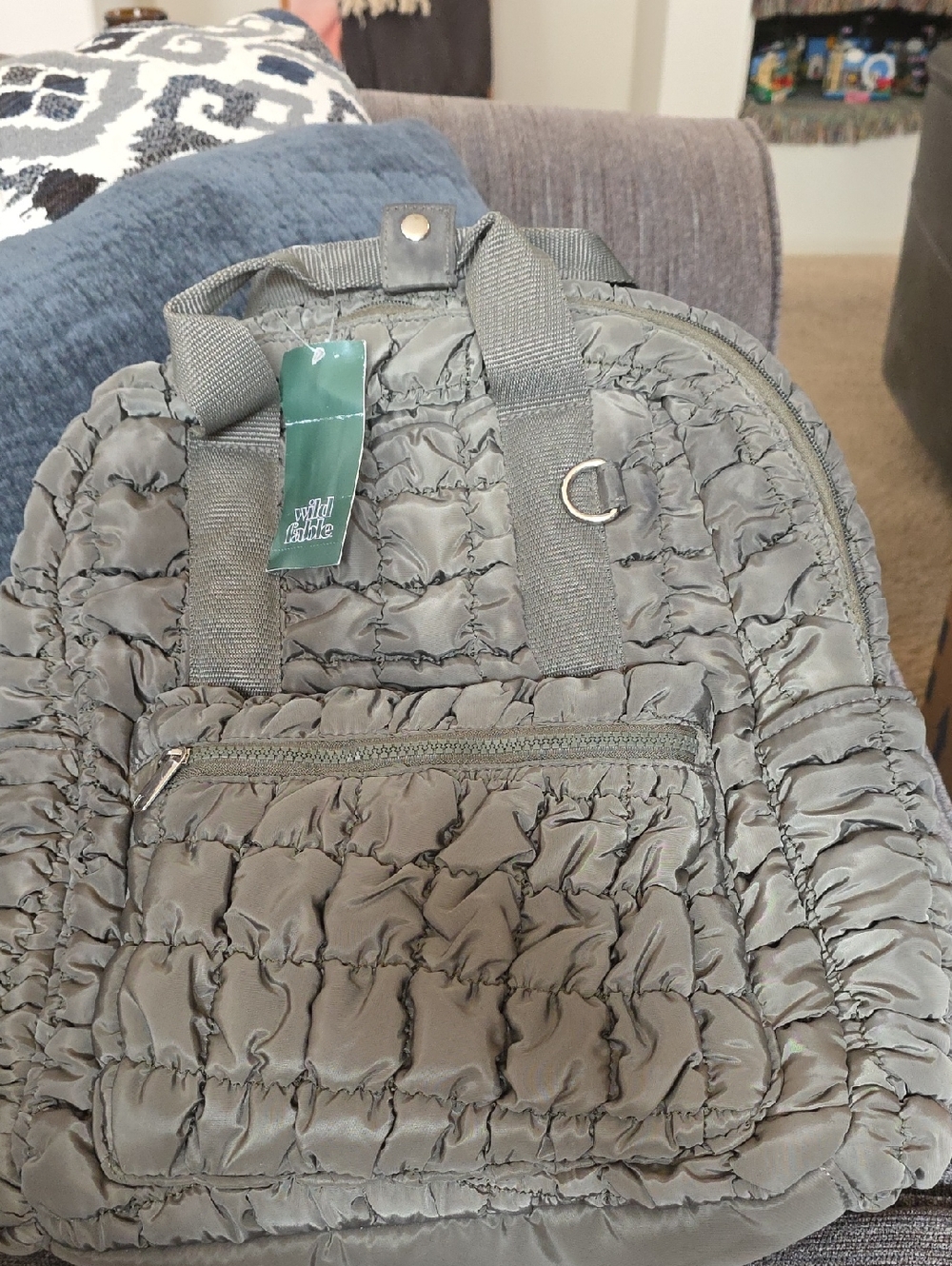Wid Fable Quilted Backpack - Olive Green Brand New